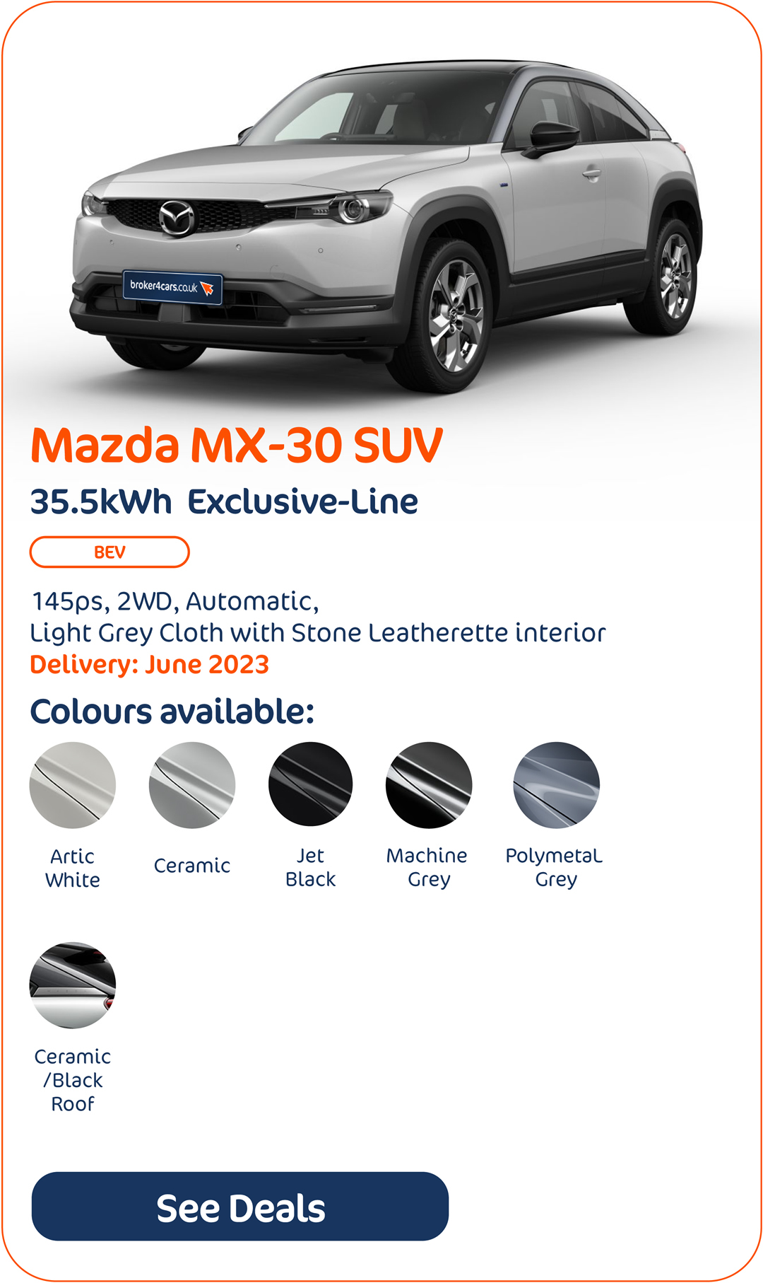 Mazda MX-30 SUV 35.5kWh Exclusive-Line - Click to Enquire